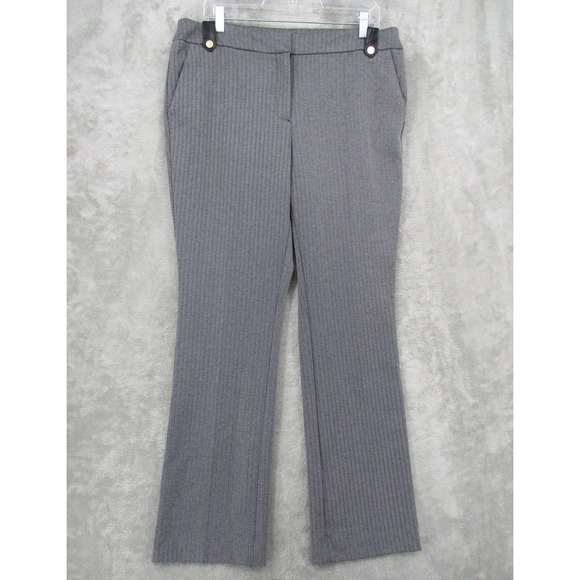 Anne Klein Pants 12 Herringbone Straight Leg  Preppy Academia Career Office Zip - Picture 1 of 13